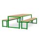 Oak Apple Green Frames Dining Set 220cm Table 200cm Benches