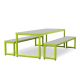 Grey Light Grey Frames Dining Set 180cm Table 160cm Benches
