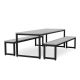 Grey Dark Grey Frames Dining Set 180cm Table 160cm Benches