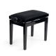 Hidrau BG27 'Toledo' single adjustable piano stool - Black gloss, black velvet-(EHH-BG27-BG-BK)