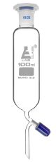 Funnel Dropping - Cylindrical, cap. 100ml, socket size 19/26, borosilicate glass, Un-graduated cylindrical with screw type Rotaflow stopcock & interchangeable plastic stopper-EIS-CH0473B